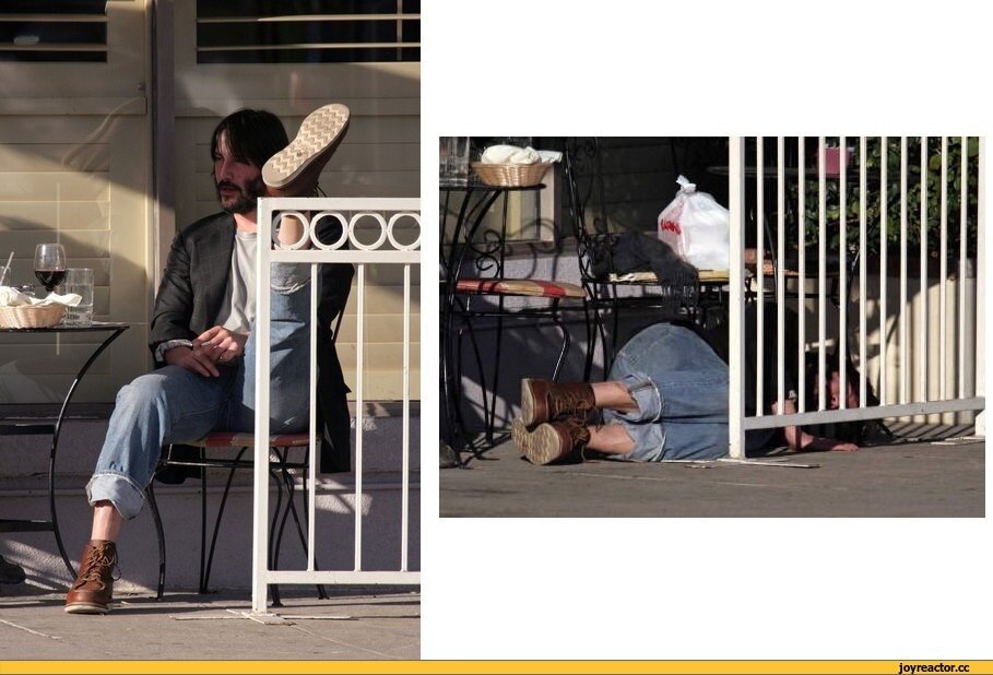 Киану Ривз спит на земле как бомж