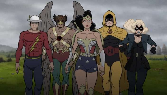 Общество Справедливости: Флэш, Хоукмэн, Чудо-женщина, Часовщик, Чёрная канарейка