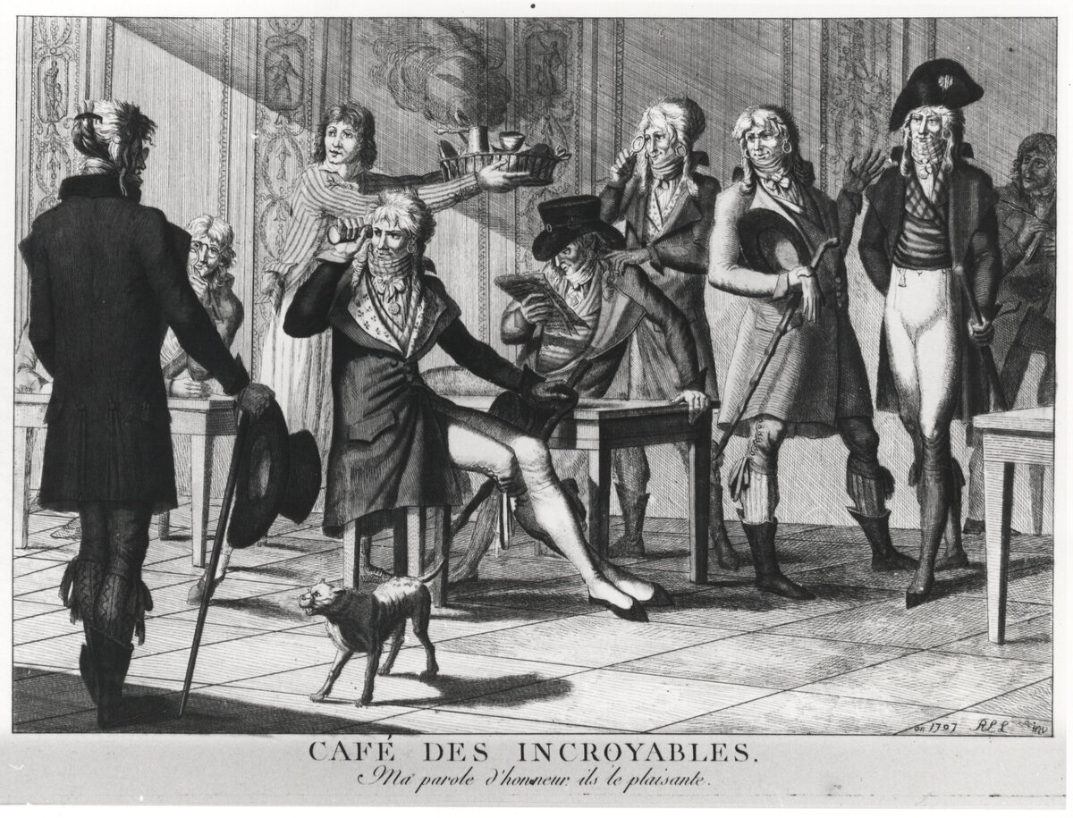 Cafe des Incroyables. Ma parole d’honneur ils le plaisante, 1797