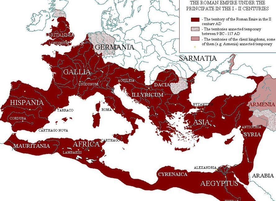 Карта мира времен римской империи