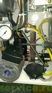 Возможно, завоздушена система отопления. Открыть воздухоотводчики на радиаторах и спустить накопившийся воздух. Проверить открыт ли воздухоотводчик на насосе в котле.