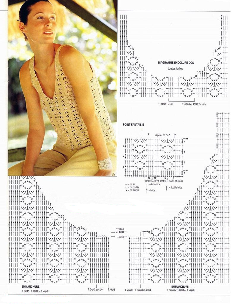 Майка топ крючком для женщин схемы и описание