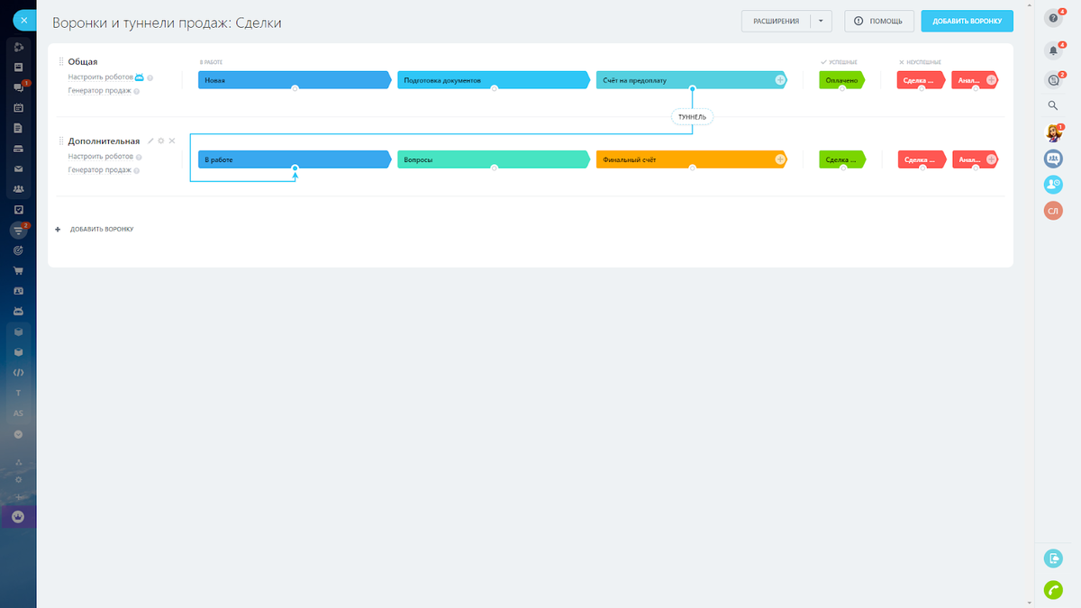 Туннели продаж: как связать между собой воронки в Битрикс24 | Информатика и  Сервис | Дзен