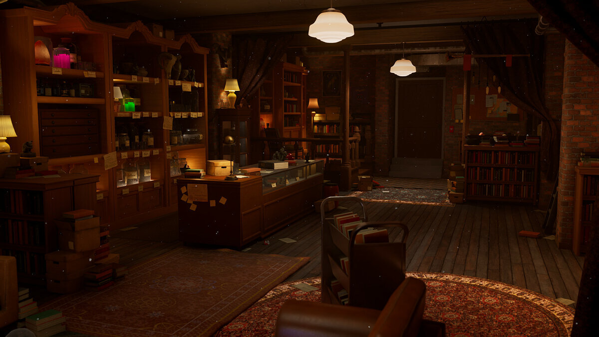 Различные книги, склянки и артефакты отлично задают атмосферу