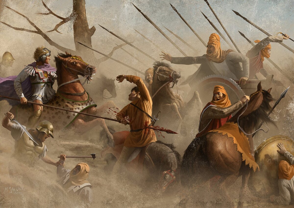 В сражении при Гавгамелах. Художник: Milek Jakubiec