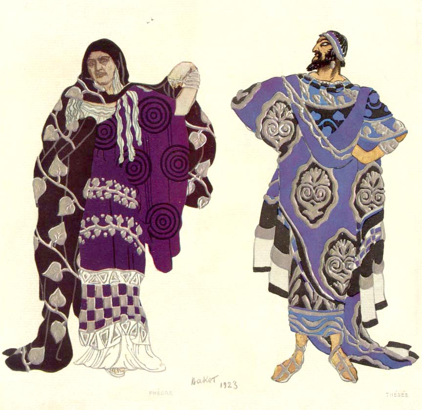 Древнегреческий костюм по мнению Леона Бакста. Эскизы к театральной постановке трагедии «Федра», 1923