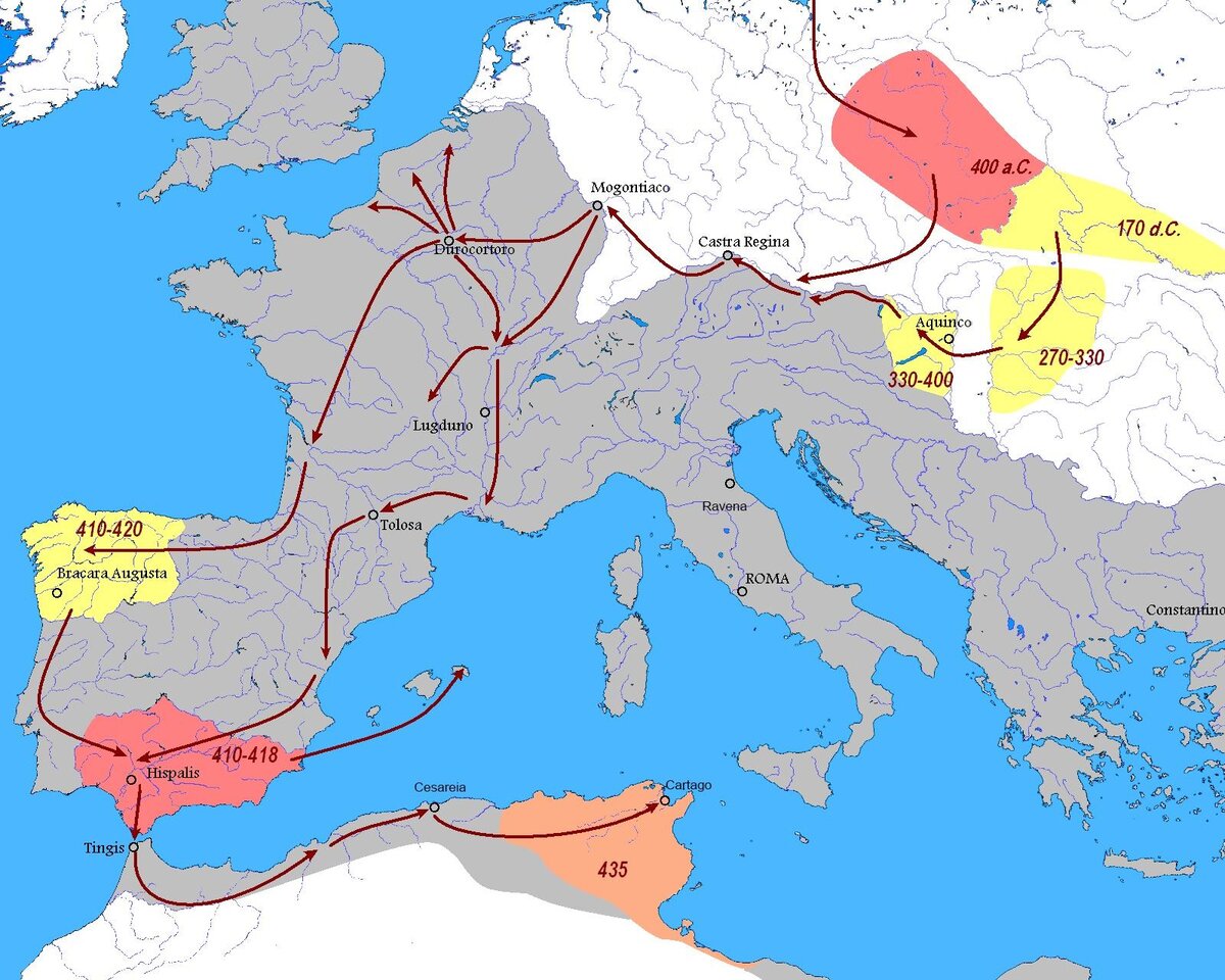 Карта переселения вандалов. Вандалы территория расселения. Королевство вандалов на карте. Великое переселение народов вандалы.