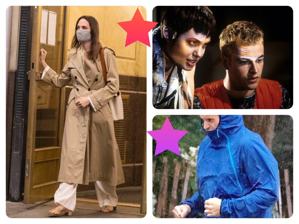 выходит после свидания с бывшим, Джоли и Миллер в фильме «Хакеры», утром после свидания Миллер на пробежке -фотоколлаж автора 