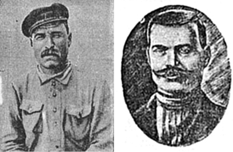 Командир 1-го партизанского полка И.Л. Никифоров и командир 9-го «Айского» полка К.Г. Волостников.