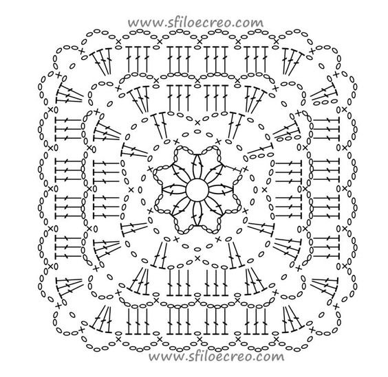 Накидка на стул крючком квадратная схема