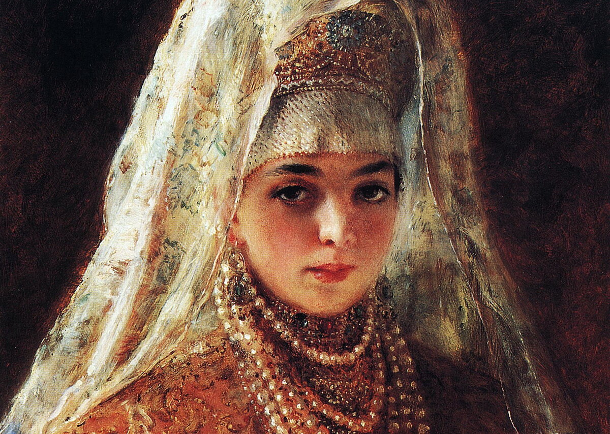 "Девушка в кокошнике", худ. К. Маковский