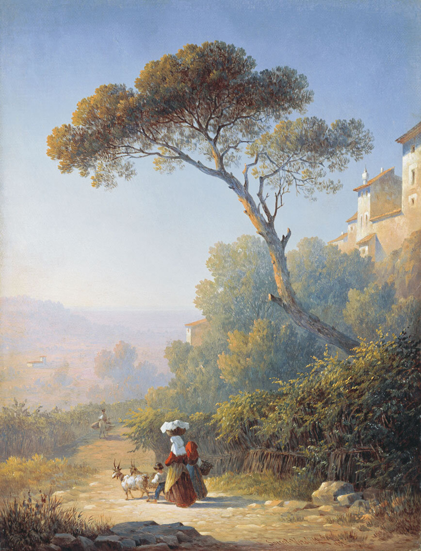 "Итальянский вид с пинией", С.М. Воробьев, 1852. Русский музей, Санкт-Петербург.