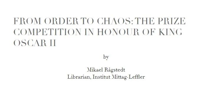 Часть обложки прошения Густавом Миттаг-Леффлером у короля об учреждении нобелевской премии по математике. Если вы хотите увидеть полностью, вы можете посмотреть на Institut Mittag-Leffler.