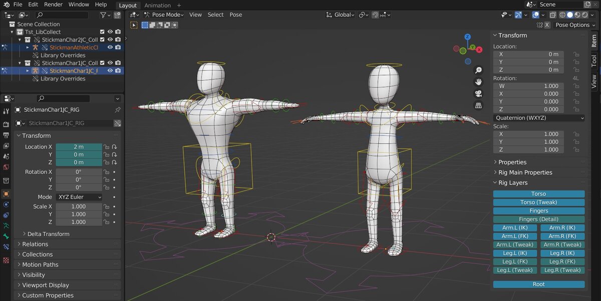 Внешний вид Stickman персонажей в окне Blender (обложка)