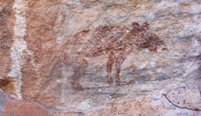 Рисунок, Вымершее животное, Джулирри, Австралия, 11000 до н. э. (Коллекция: Австралийская наскальная живопись)