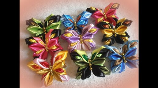 Цветы из лент канзаши Мастер-класс / DIY Flowers Kanzashi, Tutorial — Video | VK