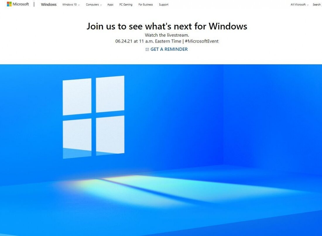 Презентация Windows 11 состоится 24 июня 2021 года