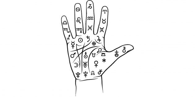 Символы для «чтения» ладони. Изображение: RootOfAllLight / Wikimedia Commons📷
