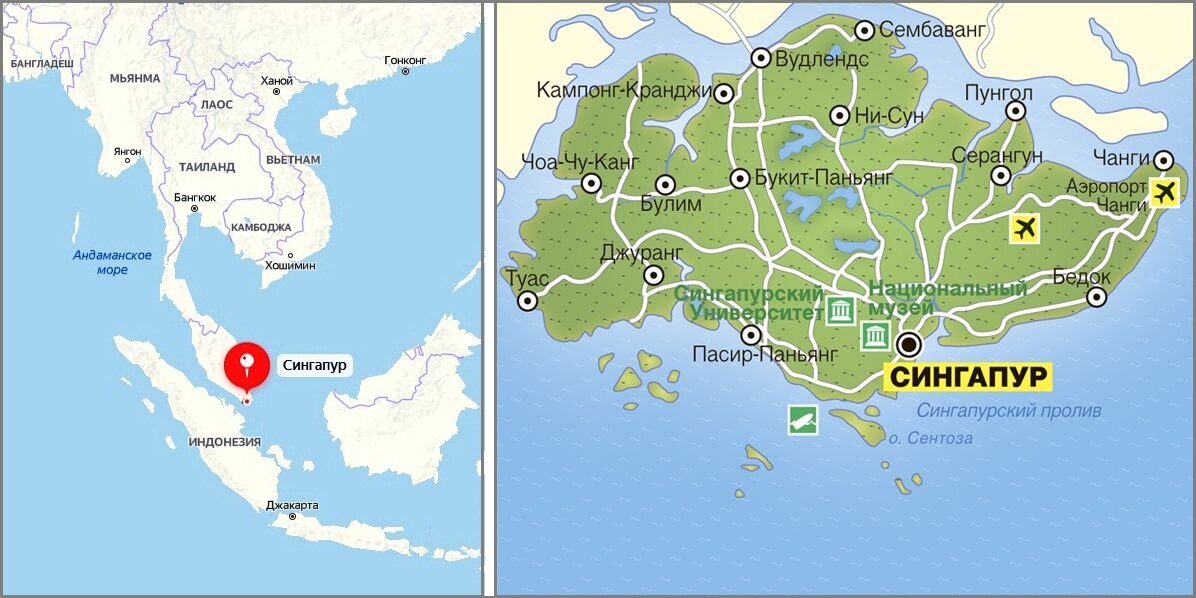 Карта сингапура физическая