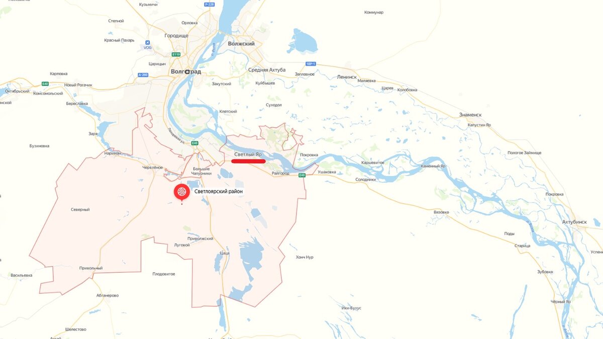 От Волгограда до Светлого Яра всего 53 километра. Фото: Яндекс Карты
