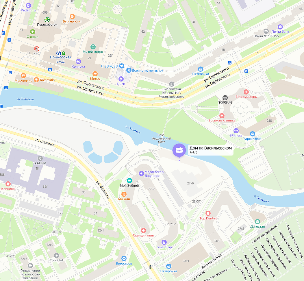 ЖК "Дом на Васильевском" на карте и транспортная доступность. Листайте карусель.