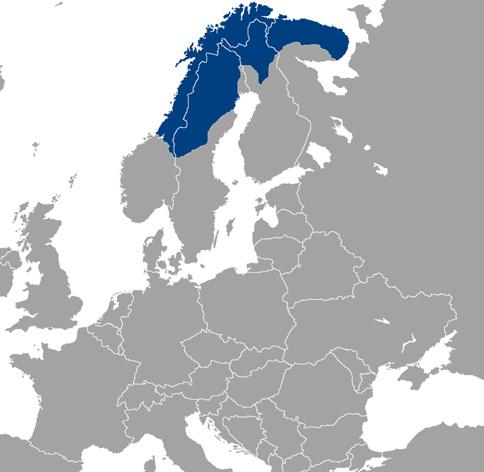 Современная территория проживания саамов 