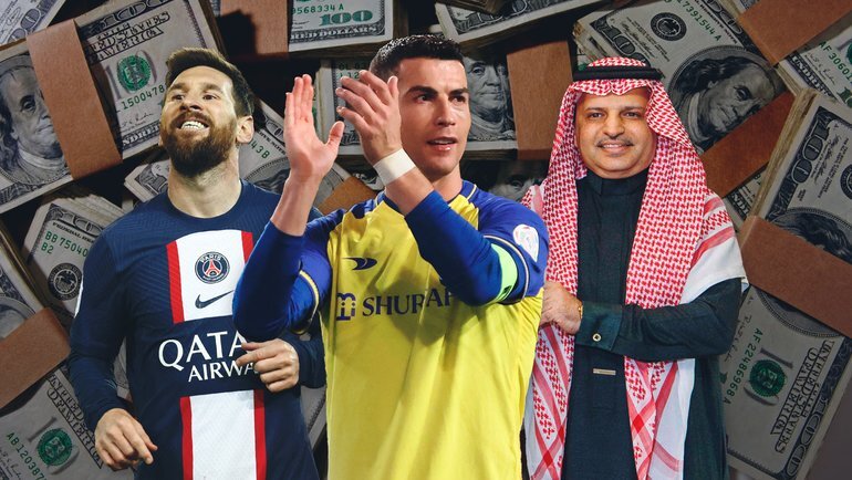   Лионель Месси, Криштиану Роналду, Мусли Аль-Муаммар. -