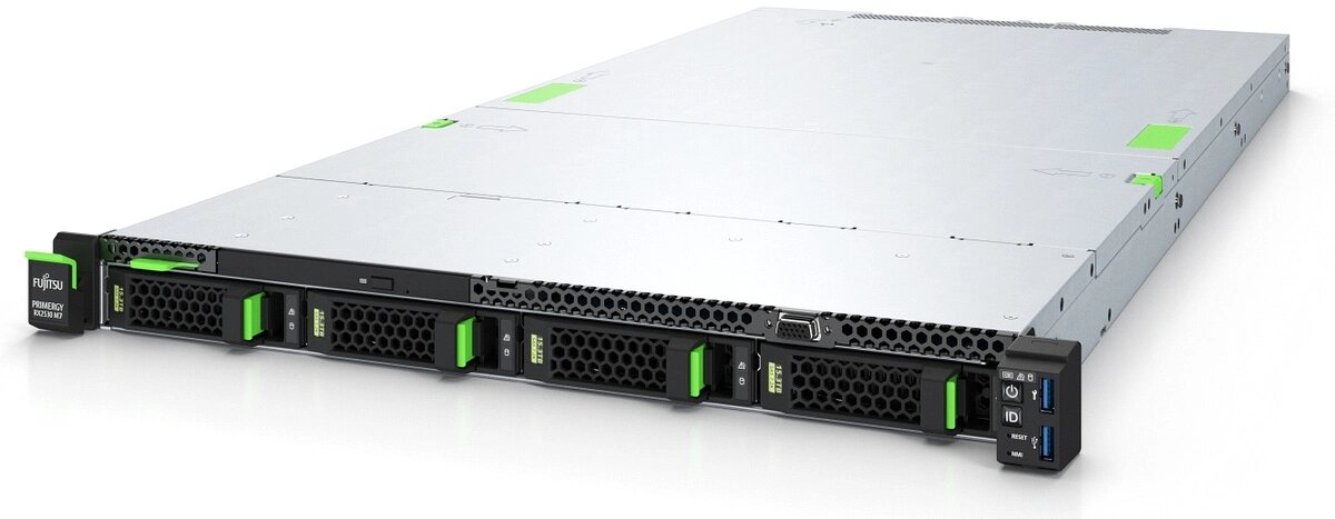 Сервер Fujitsu PRIMERGY RX2530 M7 вид спереди без фальш-панели