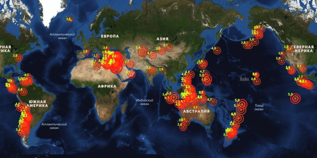 Сейсмоактивные зоны, проявившие себя с 6 февраля.