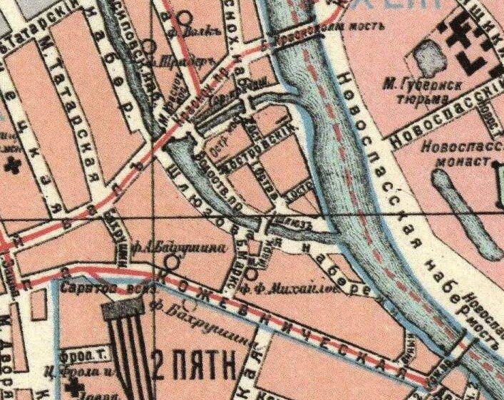 © public domain (Разветвление русла Водоотводного канала на карте 1917 г.)