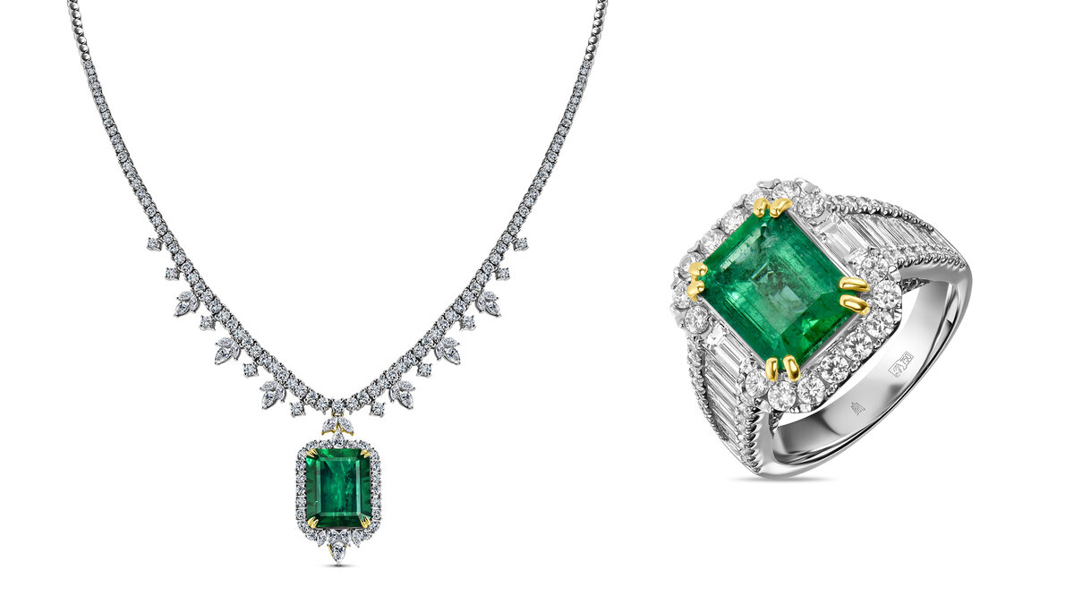 Колье (N2018-NL040128AEM) и кольцо (R2022-GEM-READY-04) из коллекции Royal