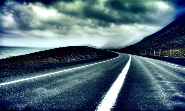 Сгенерированное изображение на площадке playgroundai.com по моему запросу "road, sky, sea" - незамысловато так, да)))