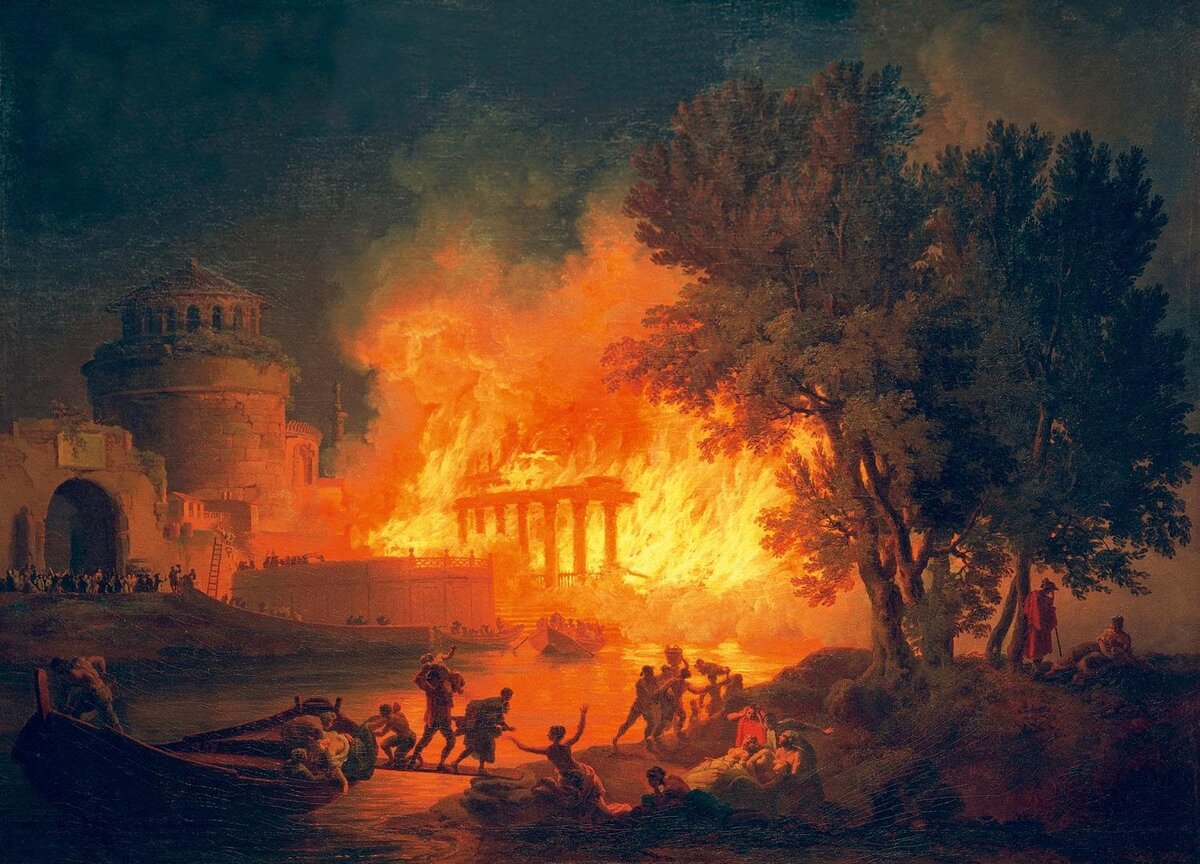 Великий пожар Рима на картине Пьера-Жака Волера, 1769 г.