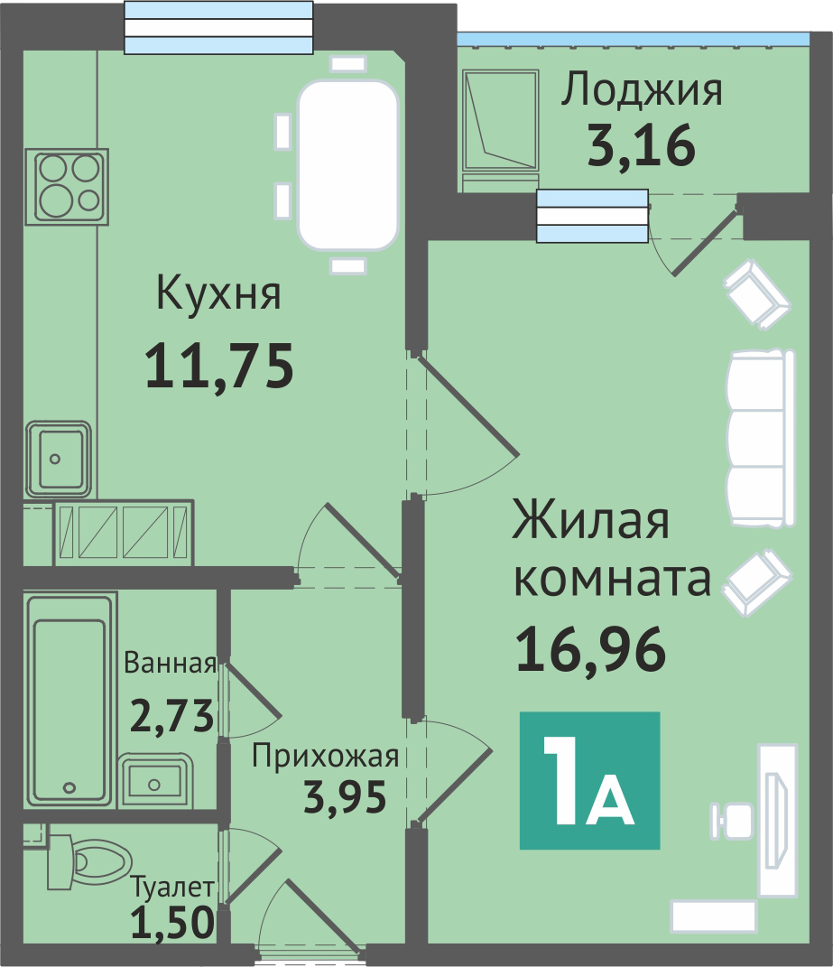 Однокомнатная квартира в ЖК "Ясная Поляна". Все планировки и цены на сайте yasno21.ru