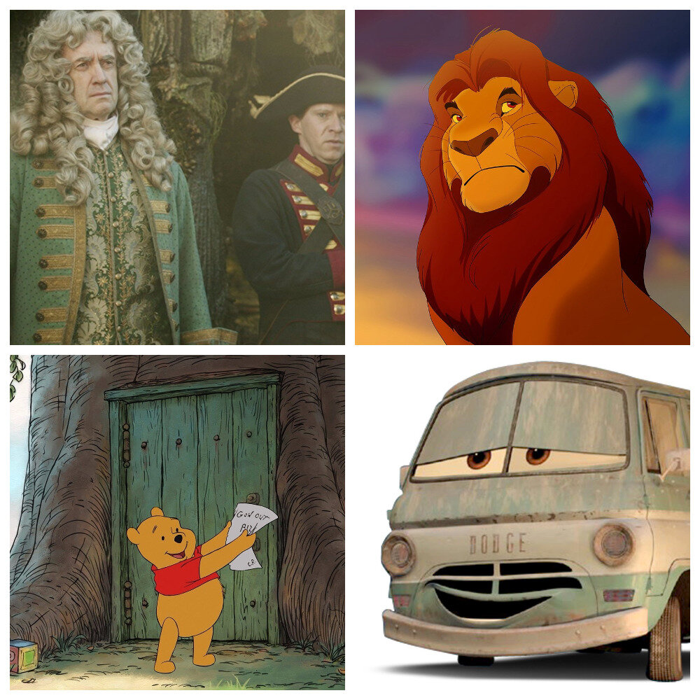 Уэзерби Суонн, Винни, Муфаса, Бряк.