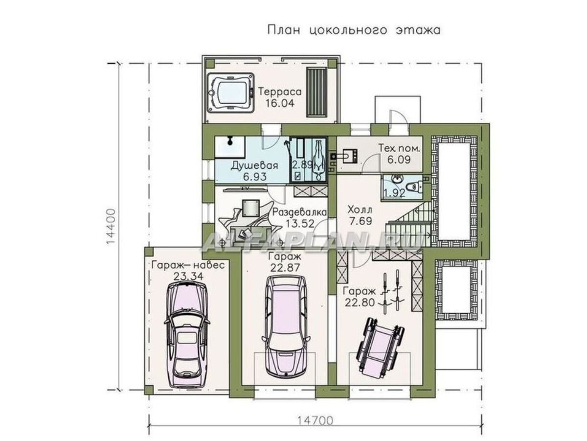 Загородный дом с гаражом и сауной в цоколе, проект «Линия горизонта» 405а,  289 м2, 3(4) спальни | Популярные проекты домов Альфаплан | Дзен