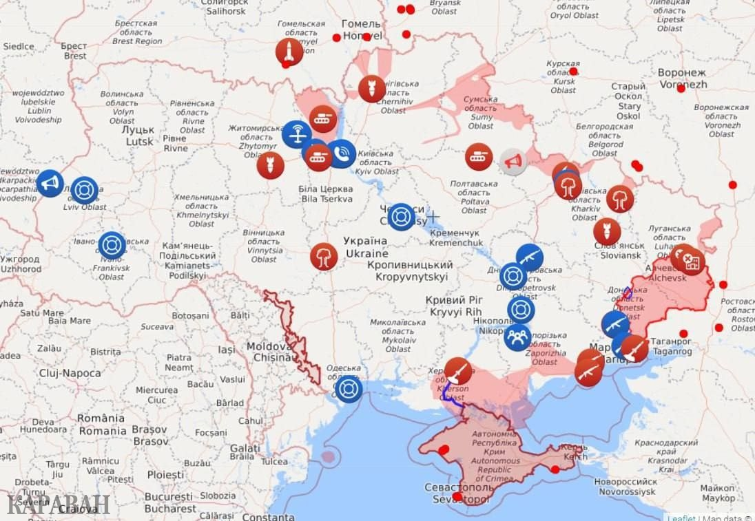 Карта востока украины с городами и областями подробная