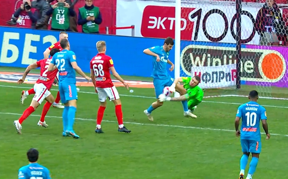 Момент с пенальти в ворота  Спартака на 93-й минуте 