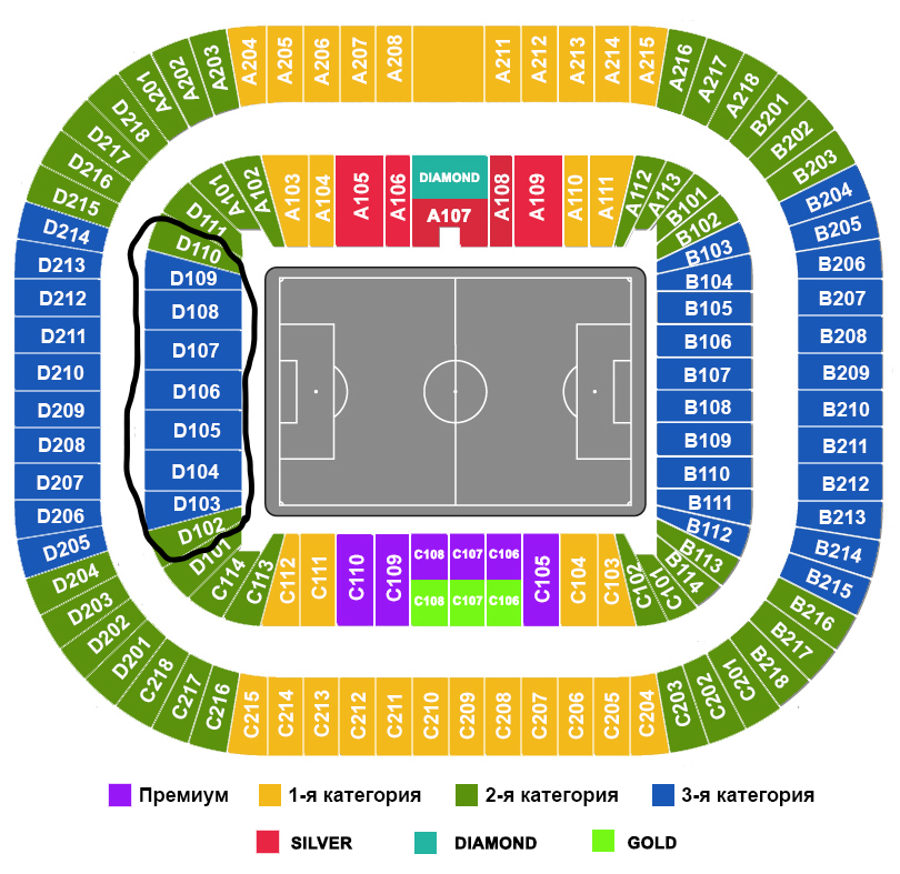 Стадион зенит сектора схема