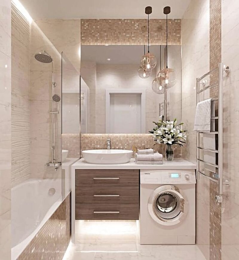 Современный интерьер ванной. Фото 1.