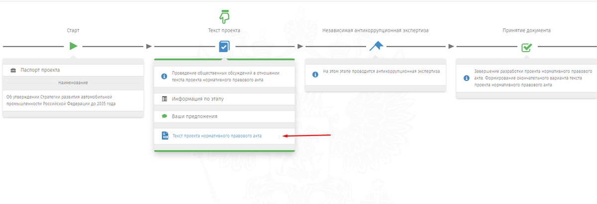 Скриншот экрана на сайте правительства