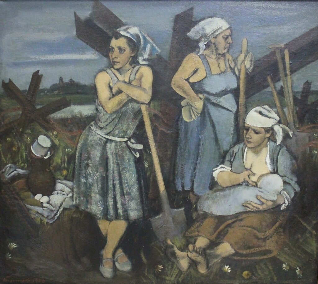Н. И. Терещенко. «Строительство оборонительных сооружений 1941 год».1950 г. Холст, масло 120 х138.