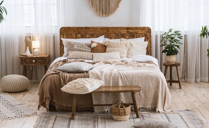    Даже простое изголовье может быть акцентом интерьера