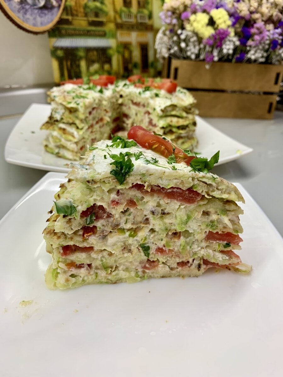 Закусочный торт из кабачков