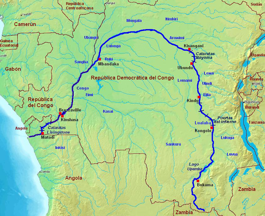 Река конго на карте