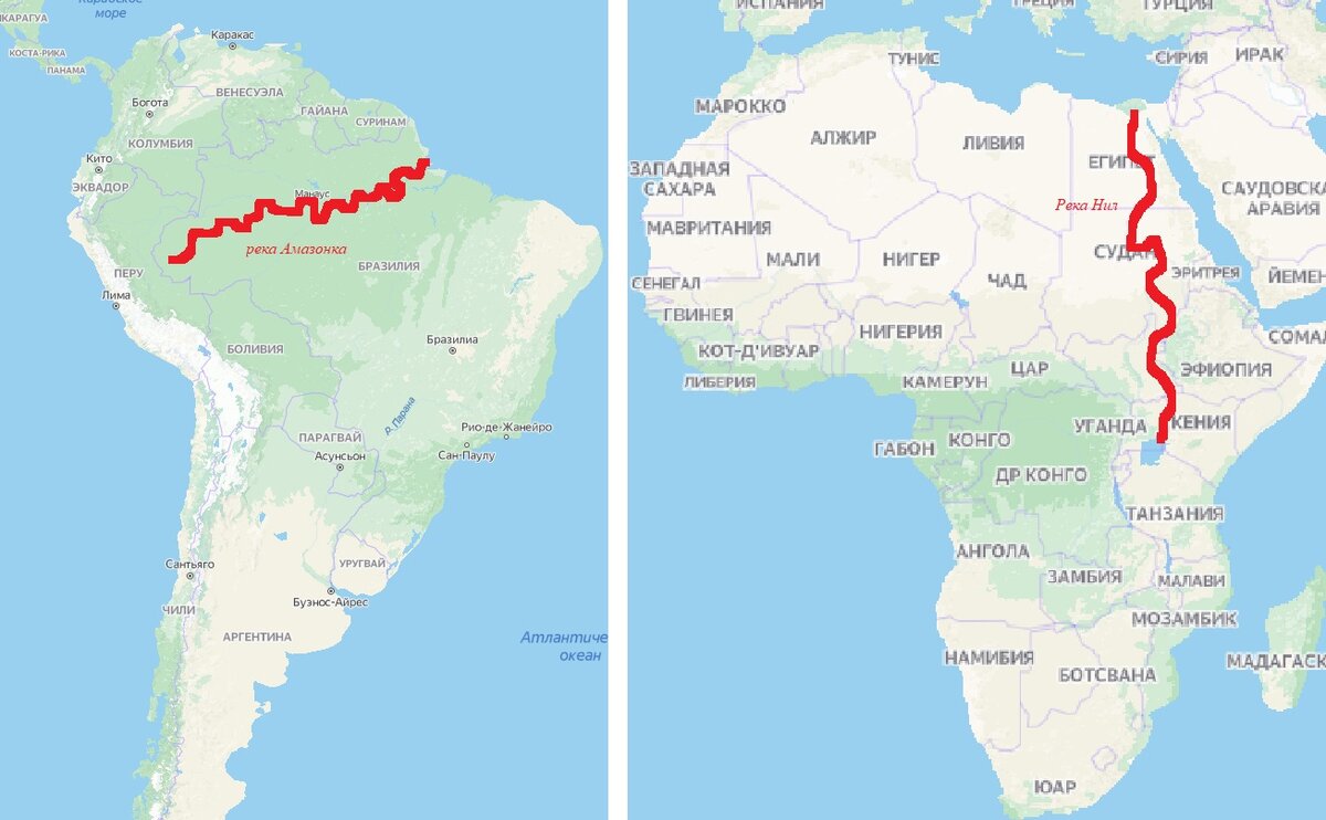 Найдите на карте реку амазонка