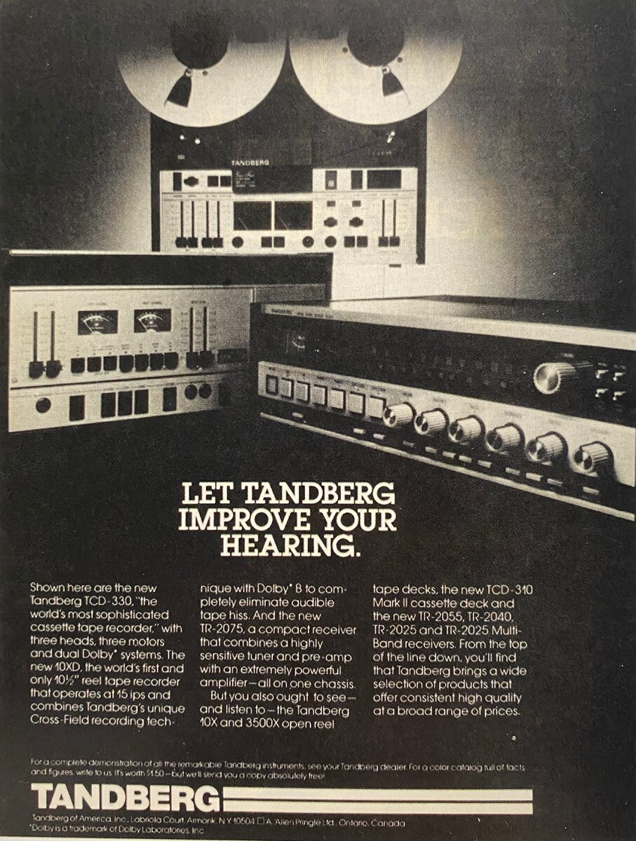Рекламная полоса Tandberg, 1978 г.