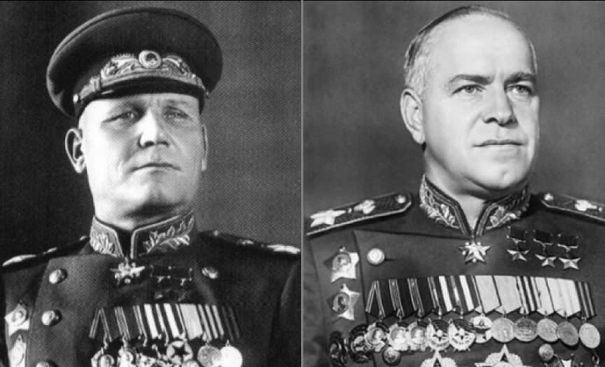 Амбиции великих маршалов Конева (слева) и Жукова (справа) гнали их на Берлин