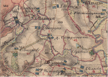 окрестности деревни Софроново на карте 1854 года