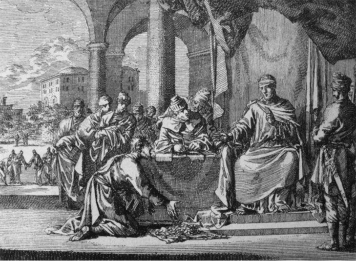 Иллюстрация к библейской притче о талантах. Офорт Яна Лейкена - голландского художника XVII века. Автор: Photo by Harry Kossuth.